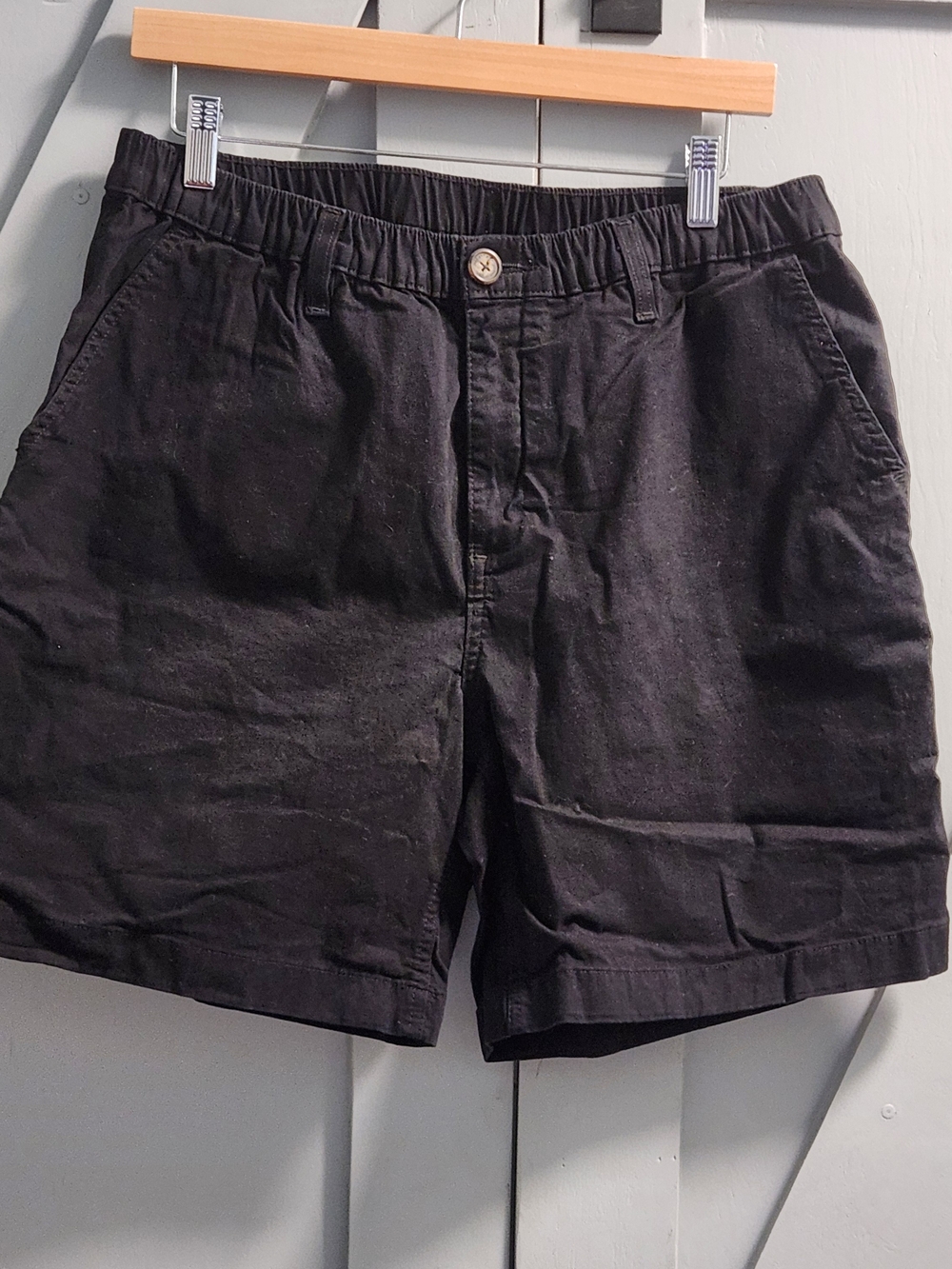 Chubbies Mens XL Chino Shorts Black 7" Inseam Elastic Waist Regular Fit Stretch